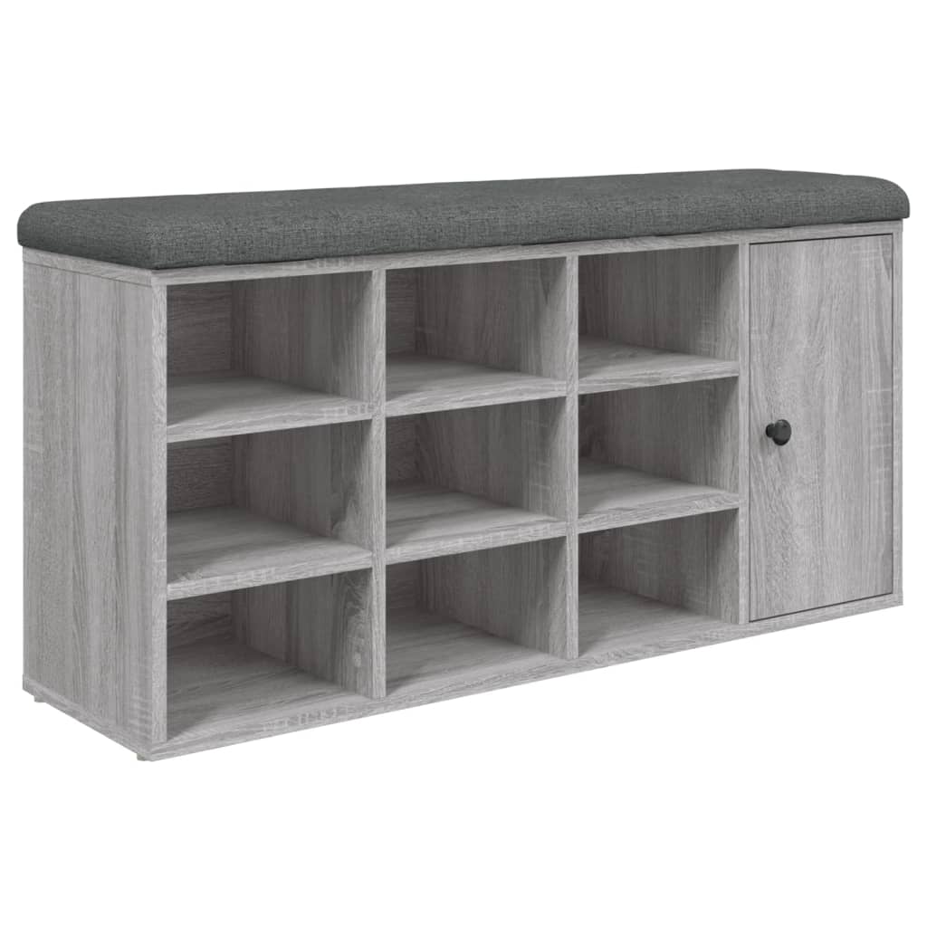 Schoenenbank 102X32X50 Cm Bewerkt Hout Eikenkleur Grijs sonoma