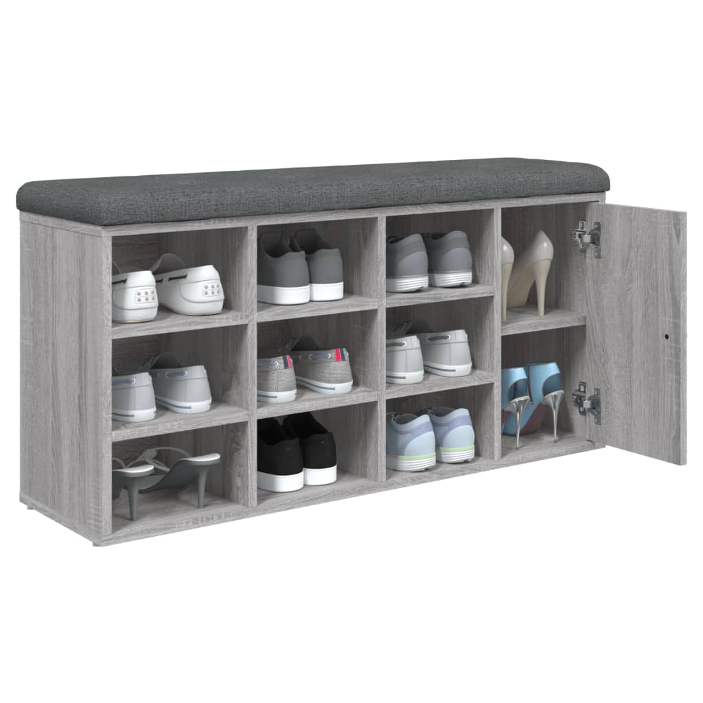 Schoenenbank 102X32X50 Cm Bewerkt Hout Eikenkleur Grijs sonoma