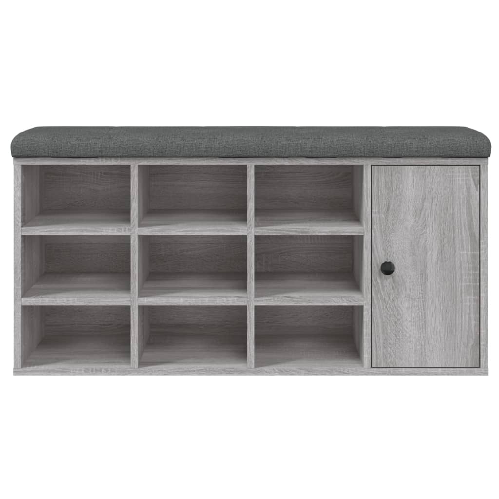 Schoenenbank 102X32X50 Cm Bewerkt Hout Eikenkleur Grijs sonoma