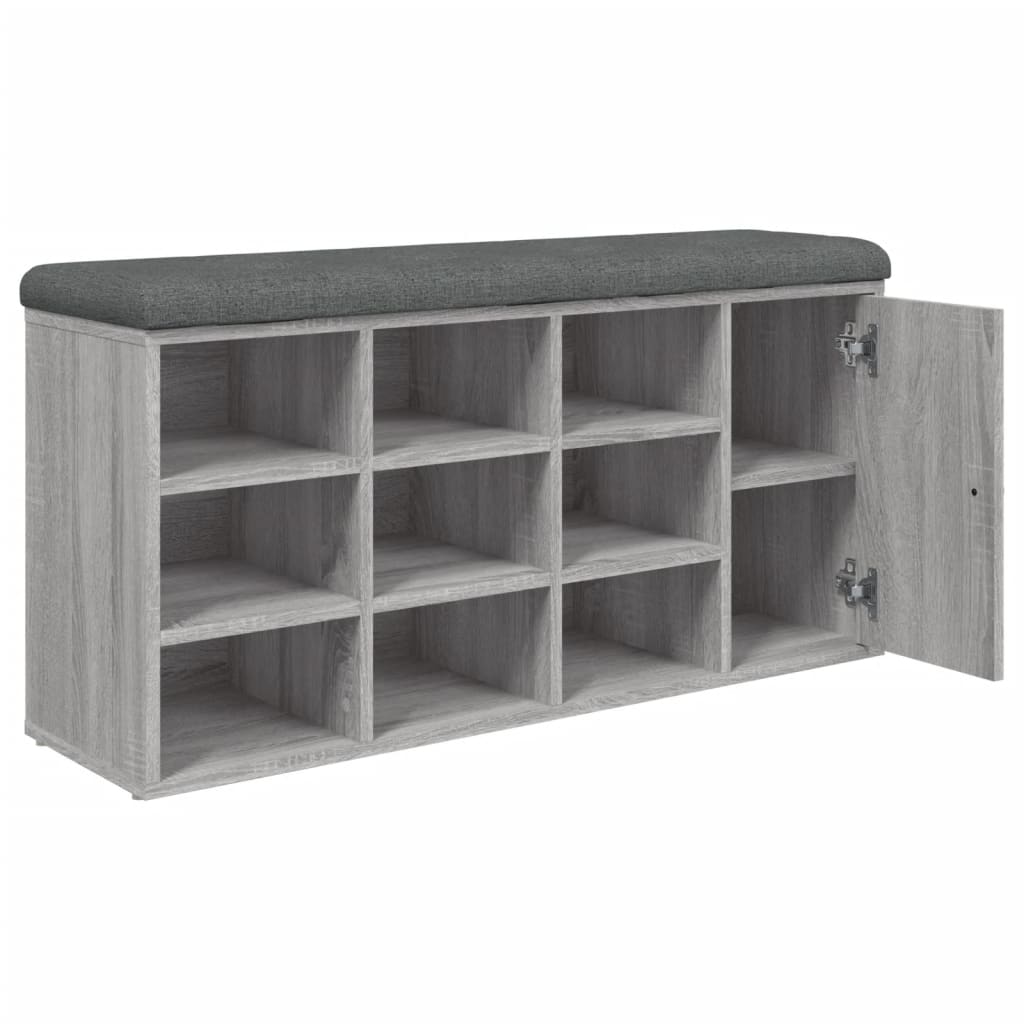 Schoenenbank 102X32X50 Cm Bewerkt Hout Eikenkleur Grijs sonoma