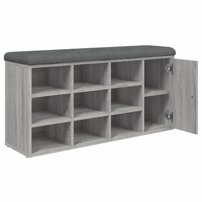 Schoenenbank 102X32X50 Cm Bewerkt Hout Eikenkleur Grijs sonoma