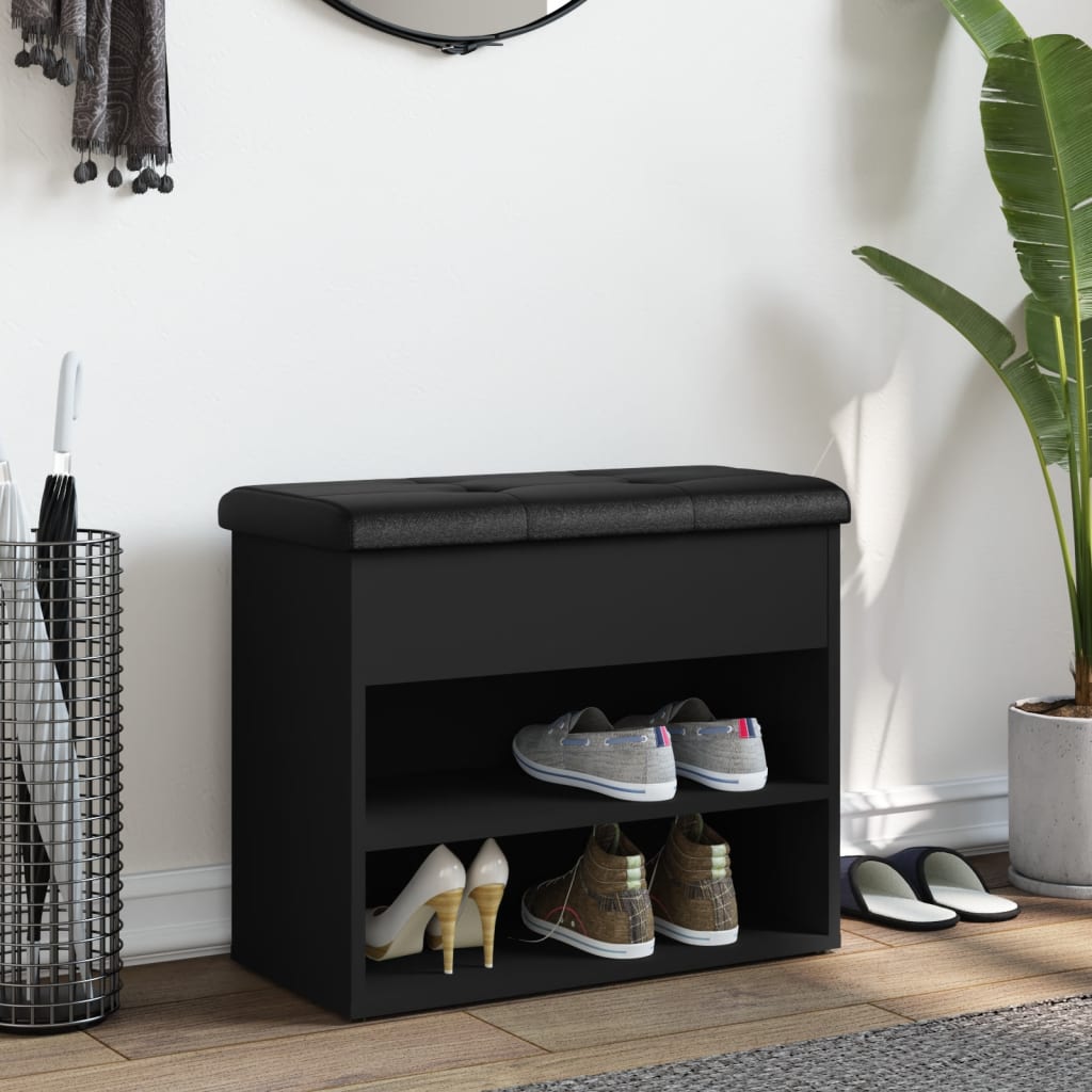 Schoenenbankje 62X32X50 Cm Bewerkt Hout Zwart