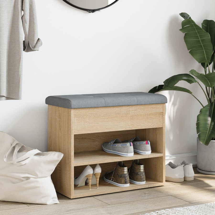 Schoenenbankje 62X32X50 Cm Bewerkt Hout Kleurig Sonoma eiken