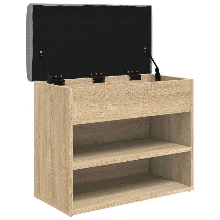 Schoenenbankje 62X32X50 Cm Bewerkt Hout Kleurig Sonoma eiken