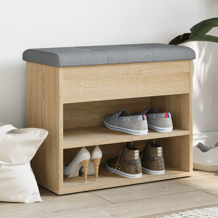 Schoenenbankje 62X32X50 Cm Bewerkt Hout Kleurig Sonoma eiken