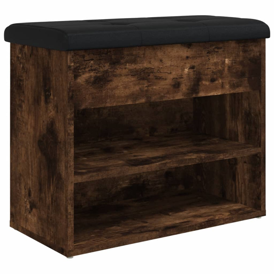 Schoenenbankje 62X32X50 Cm Bewerkt Hout Kleurig Gerookt eiken