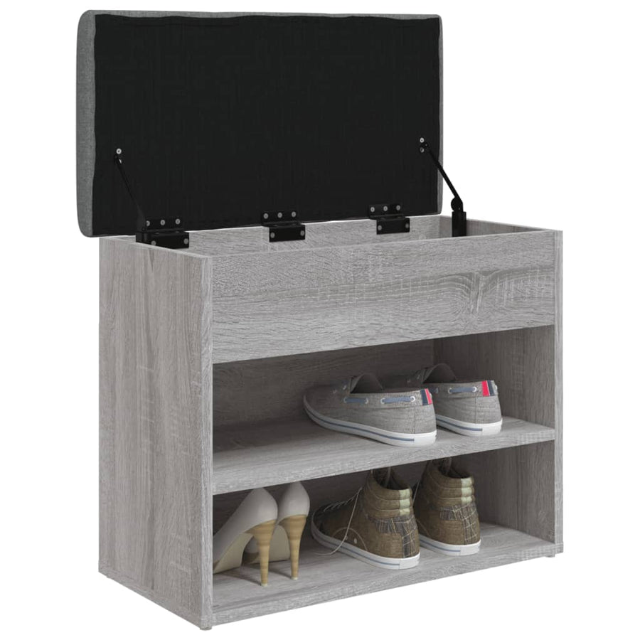 Schoenenbankje 62X32X50 Cm Bewerkt Hout Grijs sonoma
