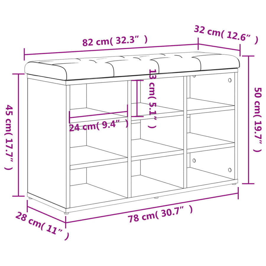 Schoenenbank Bewerkt Hout 82 x 32 x 50 cm Wit