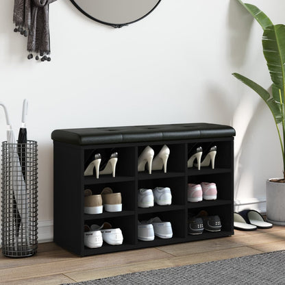 Schoenenbank Bewerkt Hout 82 x 32 x 50 cm Zwart