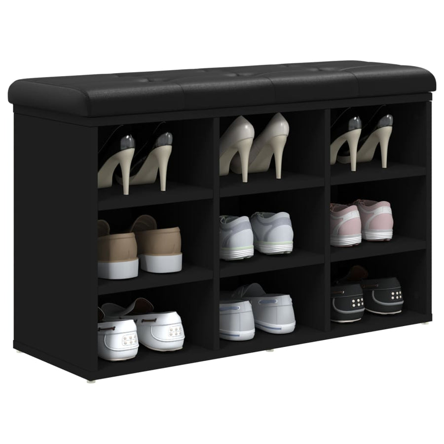 Schoenenbank Bewerkt Hout 82 x 32 x 50 cm Zwart