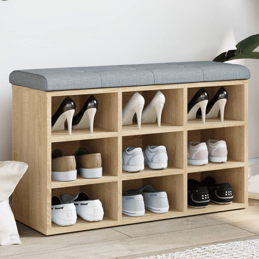 Schoenenbank Bewerkt Hout Kleurig 82 x 32 x 50 cm Sonoma eiken