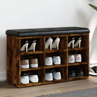 Schoenenbank 82x32x50 cm bewerkt hout gerookt eiken