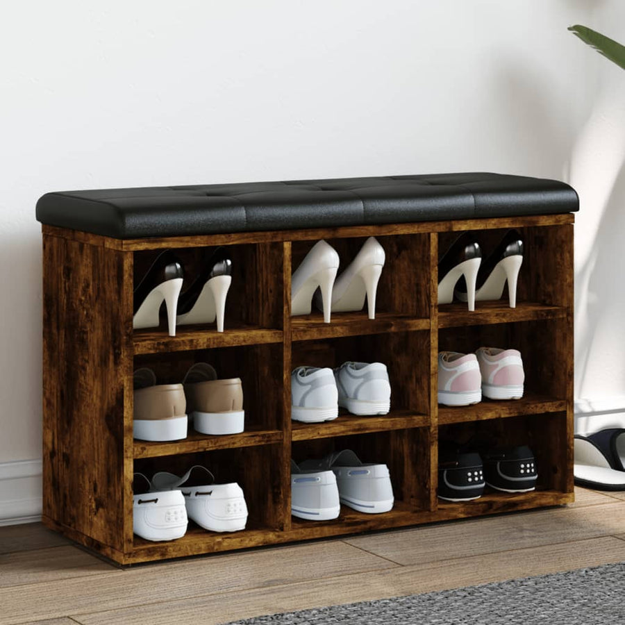 Schoenenbank Bewerkt Hout Kleurig 82 x 32 x 50 cm Gerookt eiken
