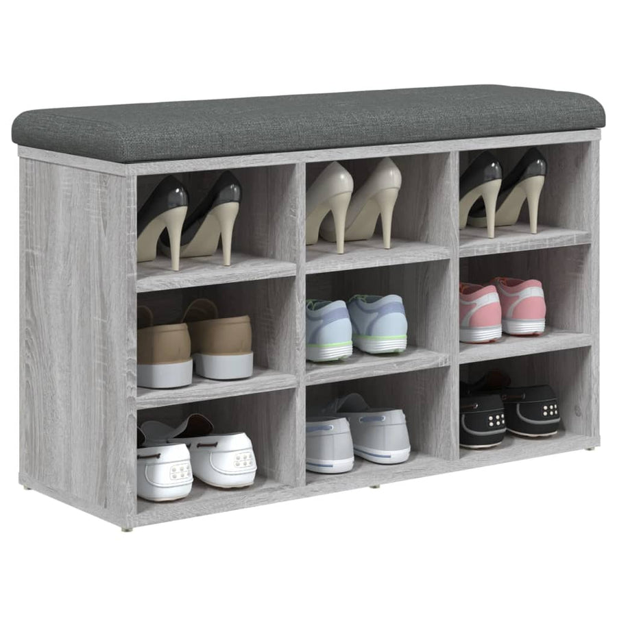 Schoenenbank Bewerkt Hout Eikenkleurig 82 x 32 x 50 cm Grijs sonoma