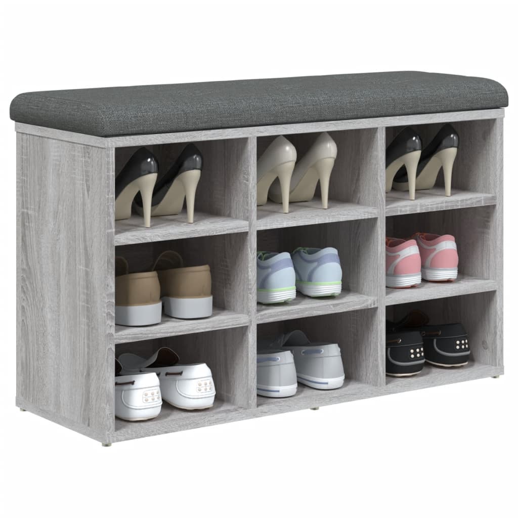 Schoenenbank Bewerkt Hout Eikenkleurig 82 x 32 x 50 cm Grijs sonoma