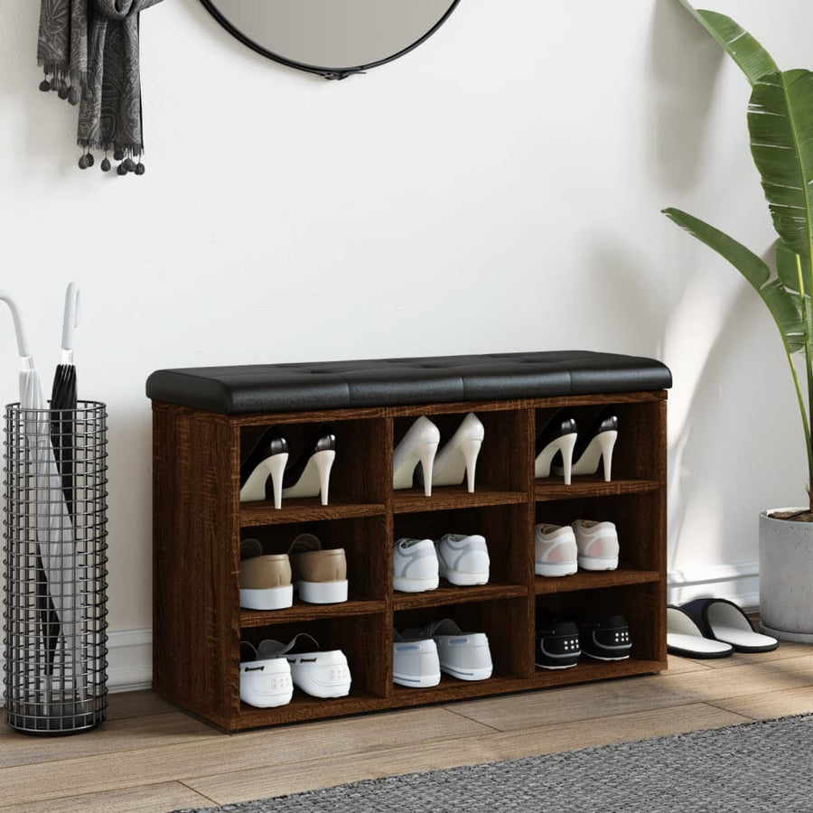 Schoenenbank Bewerkt Hout Bruineikenkleurig 82 x 32 x 50 cm bruin eikenkleur