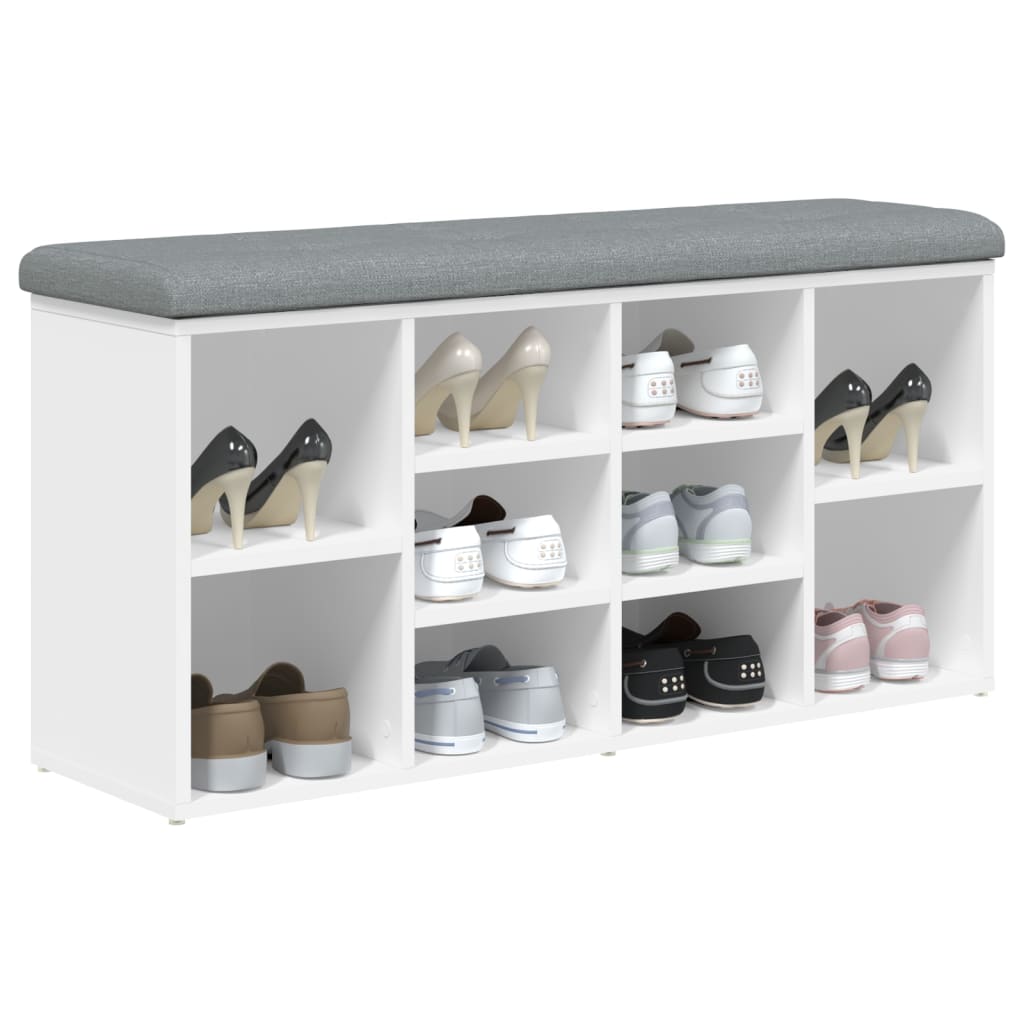 Schoenenbank Bewerkt Hout 102 x 32 x 50 cm Wit