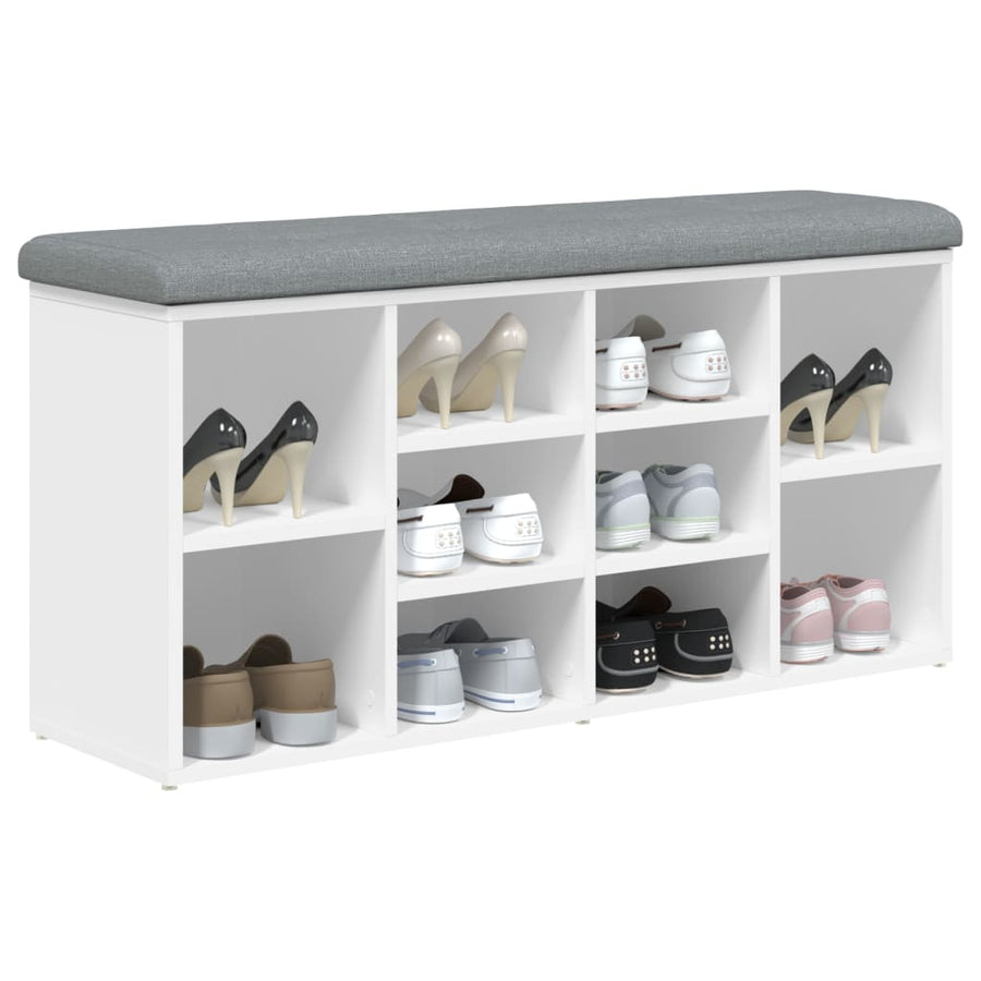 Schoenenbank Bewerkt Hout 102 x 32 x 50 cm Wit