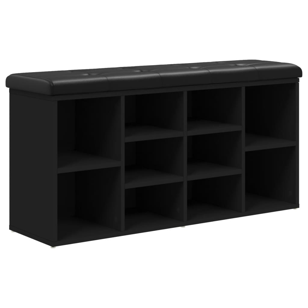 Schoenenbank Bewerkt Hout 102 x 32 x 50 cm Zwart