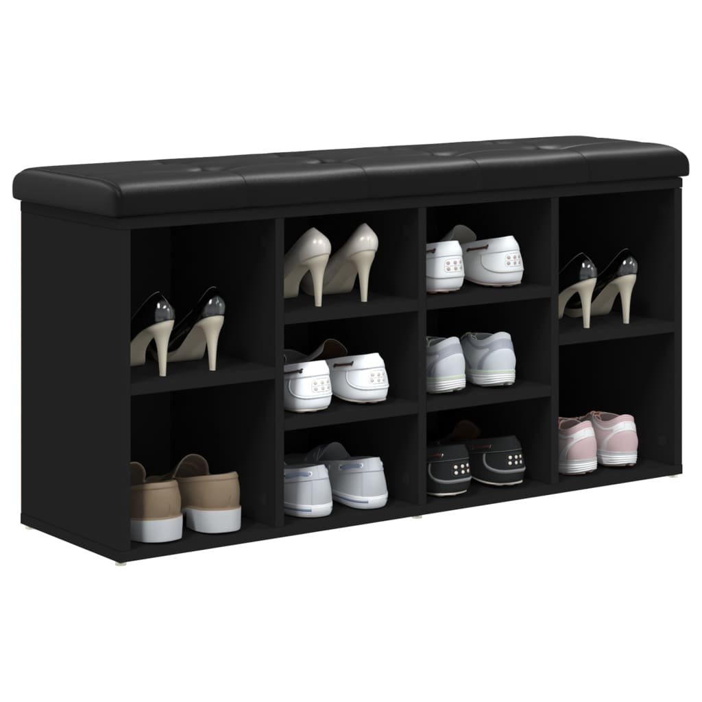 Schoenenbank Bewerkt Hout 102 x 32 x 50 cm Zwart