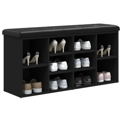 Schoenenbank Bewerkt Hout 102 x 32 x 50 cm Zwart