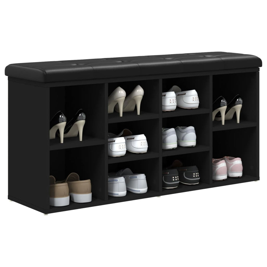Schoenenbank Bewerkt Hout 102 x 32 x 50 cm Zwart
