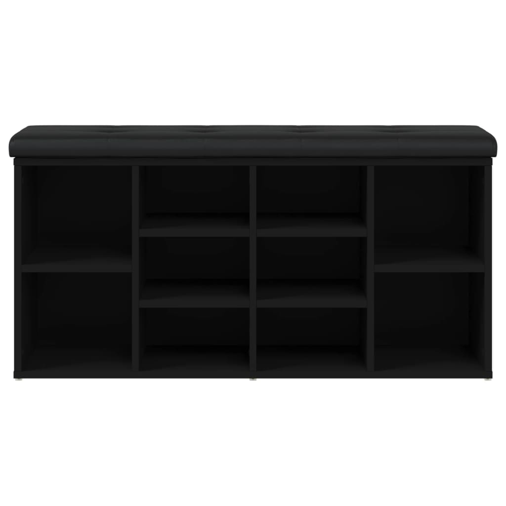 Schoenenbank Bewerkt Hout 102 x 32 x 50 cm Zwart