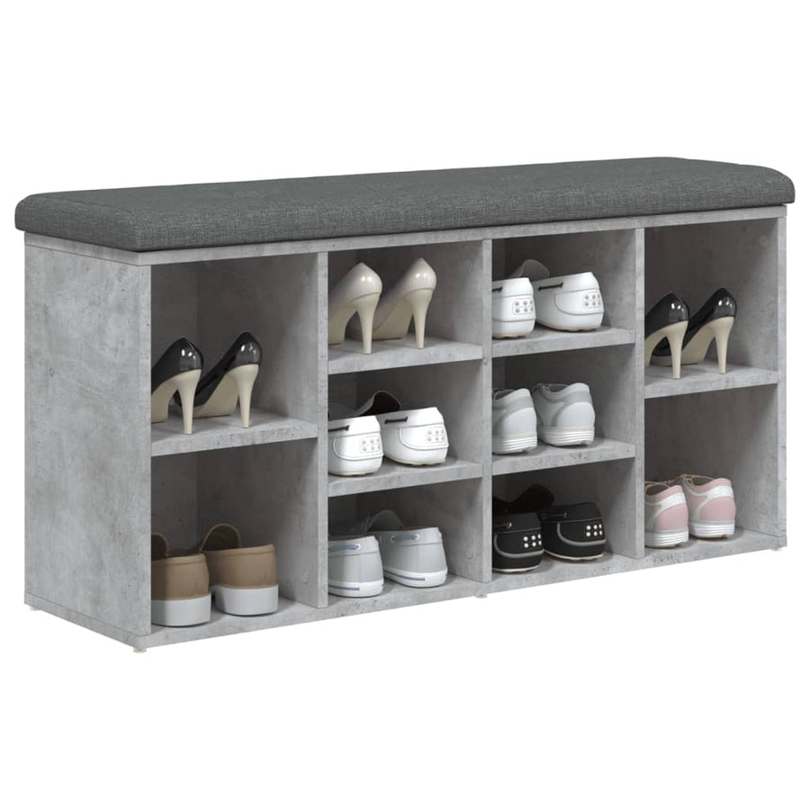 Schoenenbank Bewerkt Hout 102 x 32 x 50 cm Betongrijs