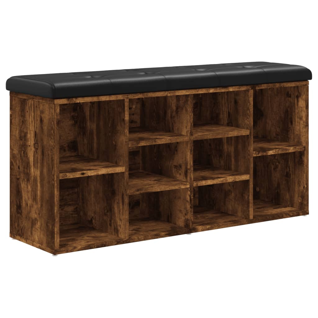 Schoenenbank 102x32x50 cm bewerkt hout gerookt eikenkleurig