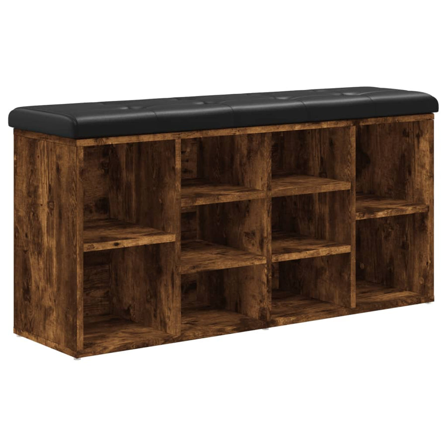 Schoenenbank 102x32x50 cm bewerkt hout gerookt eikenkleurig