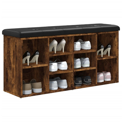 Schoenenbank 102x32x50 cm bewerkt hout gerookt eikenkleurig