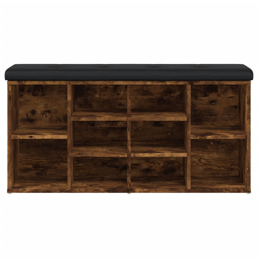Schoenenbank 102x32x50 cm bewerkt hout gerookt eikenkleurig