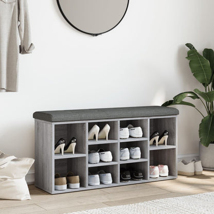 Schoenenbank Bewerkt Hout Eikenkleur 102 x 32 x 50 cm Grijs sonoma