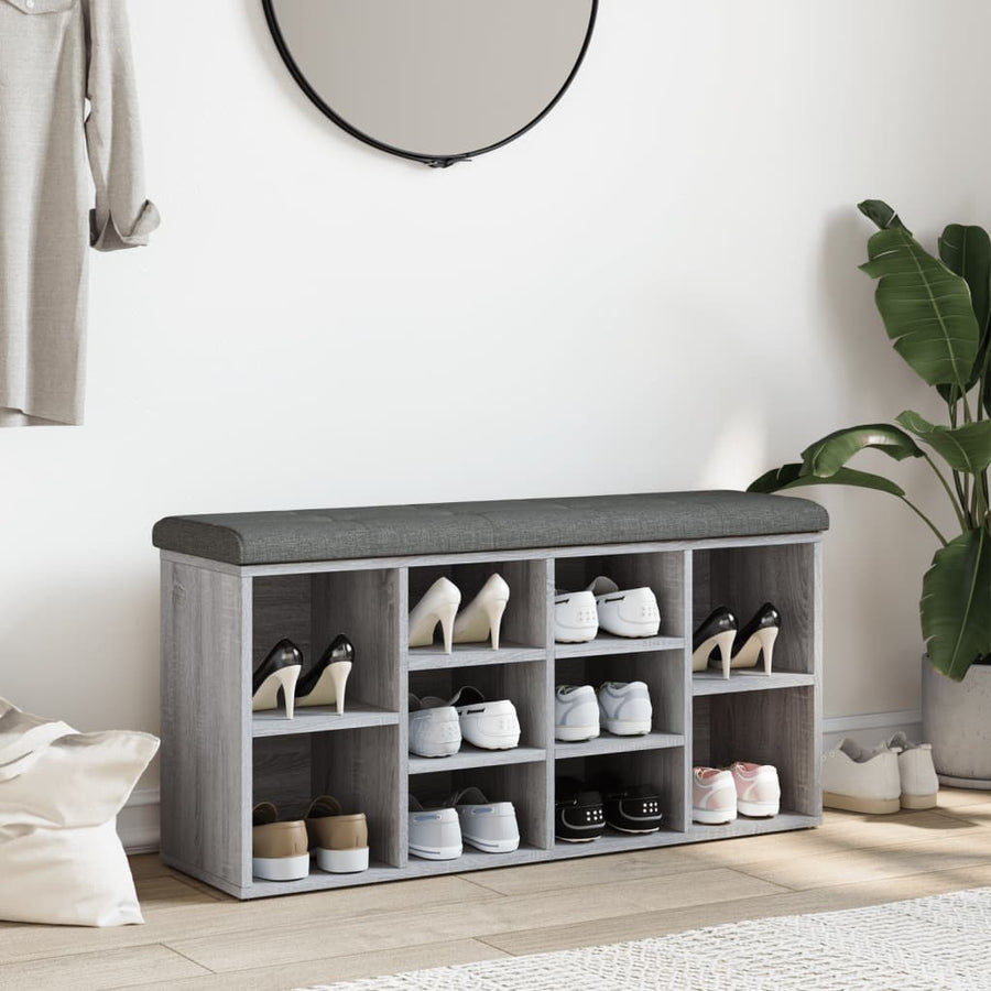 Schoenenbank Bewerkt Hout Eikenkleur 102 x 32 x 50 cm Grijs sonoma