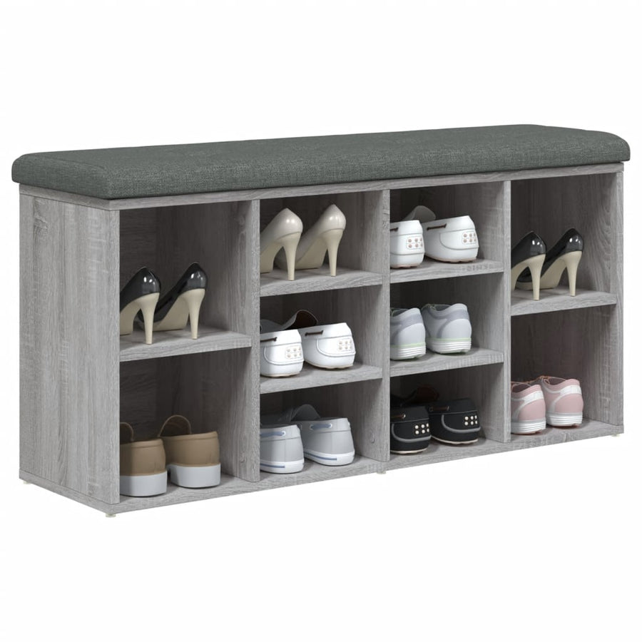 Schoenenbank Bewerkt Hout Eikenkleur 102 x 32 x 50 cm Grijs sonoma