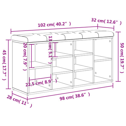 Schoenenbank Bewerkt Hout Eikenkleur 102 x 32 x 50 cm Grijs sonoma