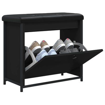 Schoenenbankje Met Klaplade 62 x 32 x 56 cm Zwart