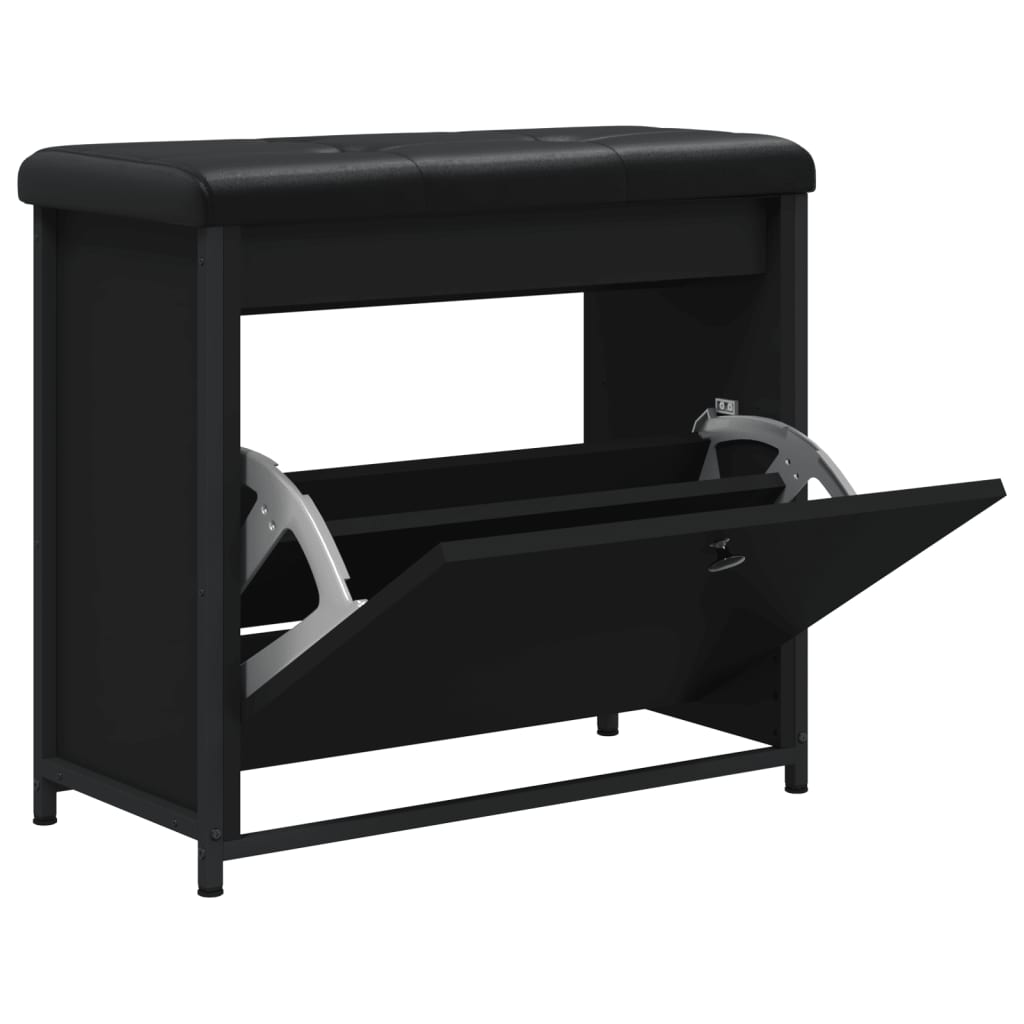 Schoenenbankje Met Klaplade 62 x 32 x 56 cm Zwart