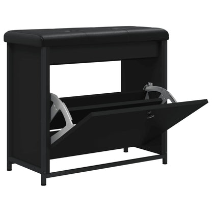 Schoenenbankje Met Klaplade 62 x 32 x 56 cm Zwart