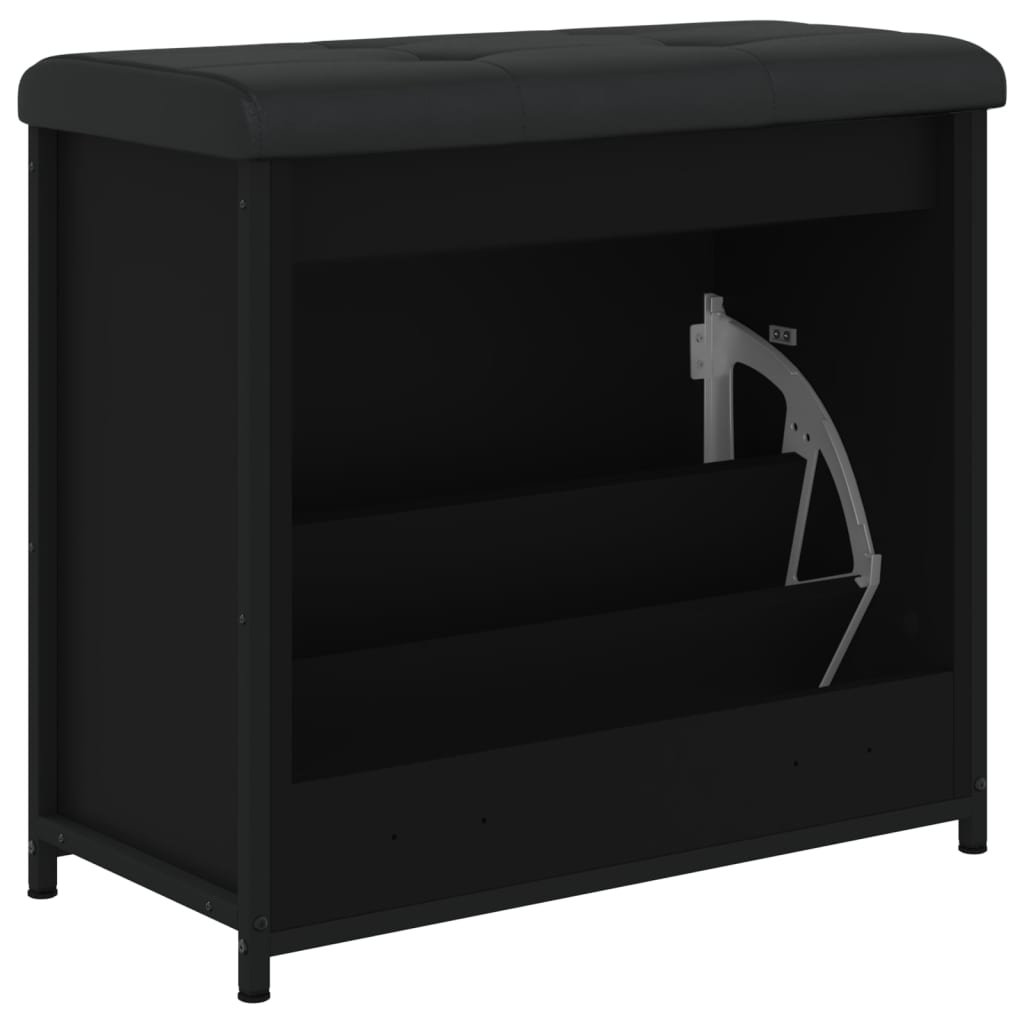 Schoenenbankje Met Klaplade 62 x 32 x 56 cm Zwart