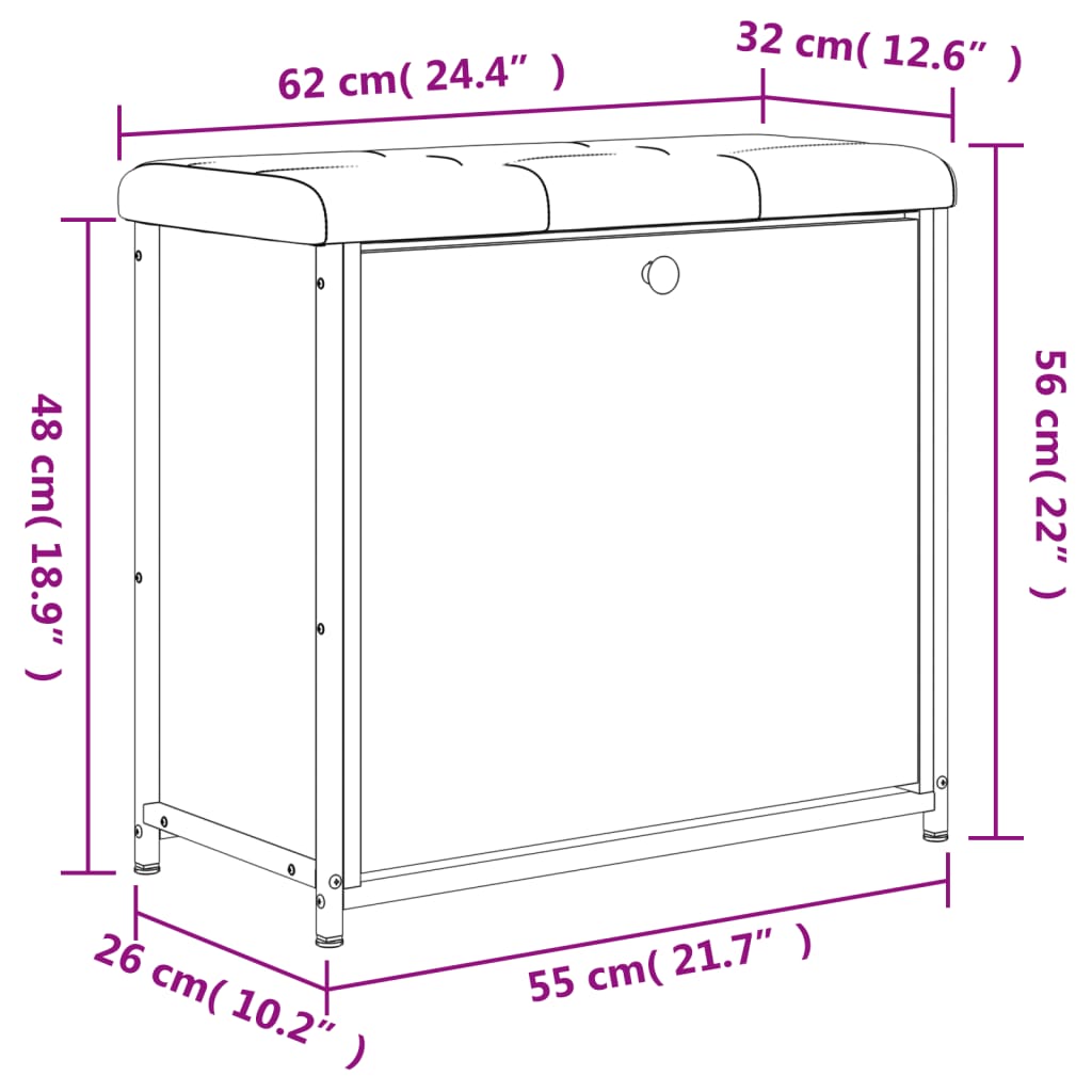 Schoenenbankje Met Klaplade 62 x 32 x 56 cm Zwart