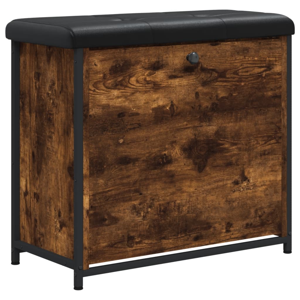 Schoenenbankje Met Klaplade Kleurig 62 x 32 x 56 cm Gerookt eiken