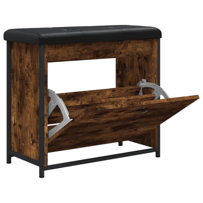 Schoenenbankje Met Klaplade Kleurig 62 x 32 x 56 cm Gerookt eiken