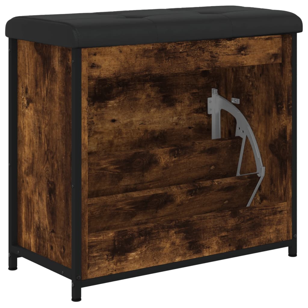 Schoenenbankje Met Klaplade Kleurig 62 x 32 x 56 cm Gerookt eiken