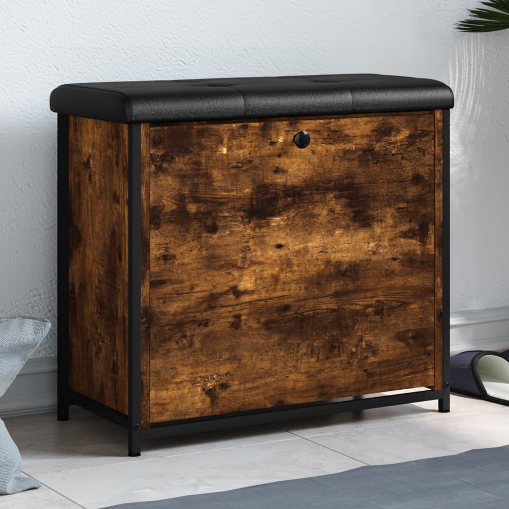 Schoenenbankje Met Klaplade Kleurig 62 x 32 x 56 cm Gerookt eiken