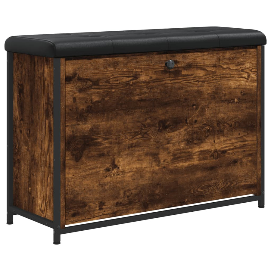 Schoenenbankje Met Klaplade Kleurig 82 x 32 x 56 cm Gerookt eiken