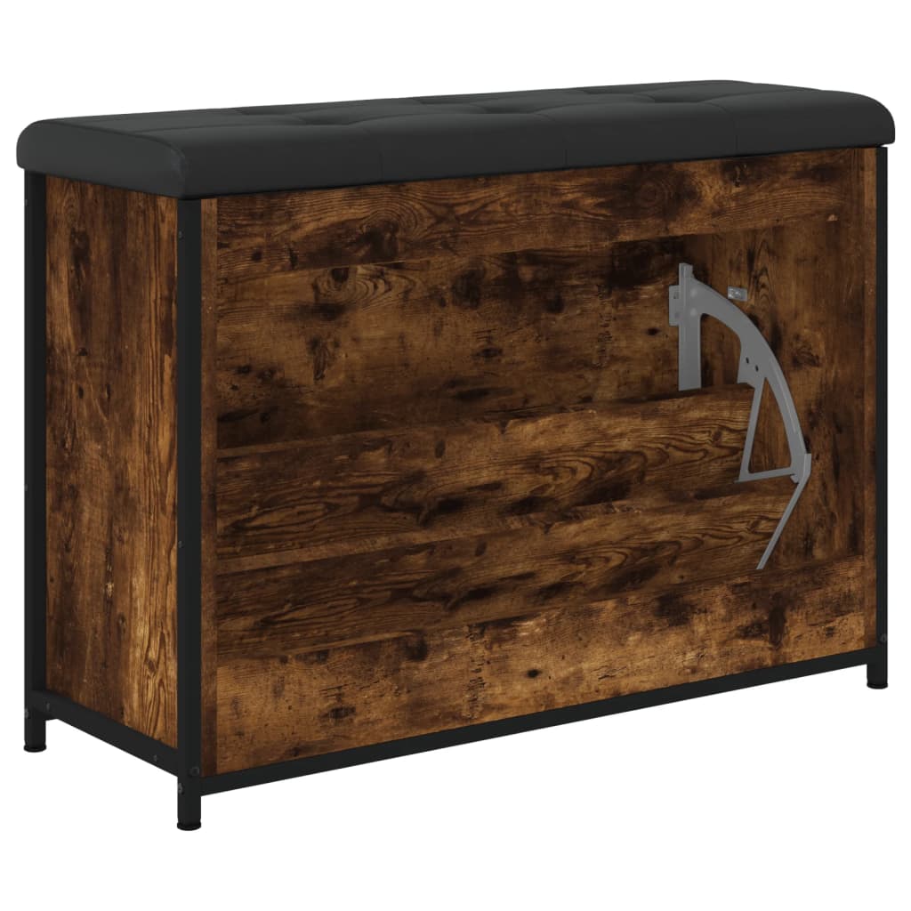 Schoenenbankje Met Klaplade Kleurig 82 x 32 x 56 cm Gerookt eiken