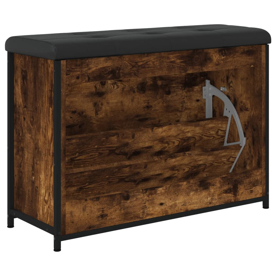 Schoenenbankje Met Klaplade Kleurig 82 x 32 x 56 cm Gerookt eiken