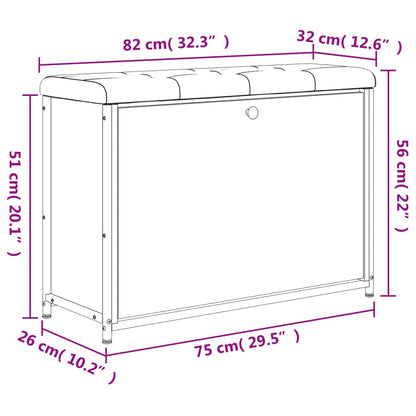 Schoenenbankje Met Klaplade Kleurig 82 x 32 x 56 cm Gerookt eiken