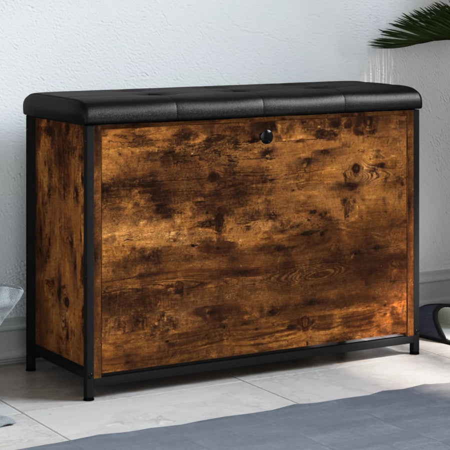 Schoenenbankje Met Klaplade Kleurig 82 x 32 x 56 cm Gerookt eiken